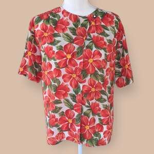 Orange Floral Blouse Size 10 SK & Company